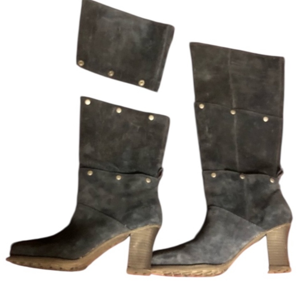 CAT Caterpillar 3 in 1 Navy  leather adjustable lengths boots rubber sole NIB - Picture 3 of 15